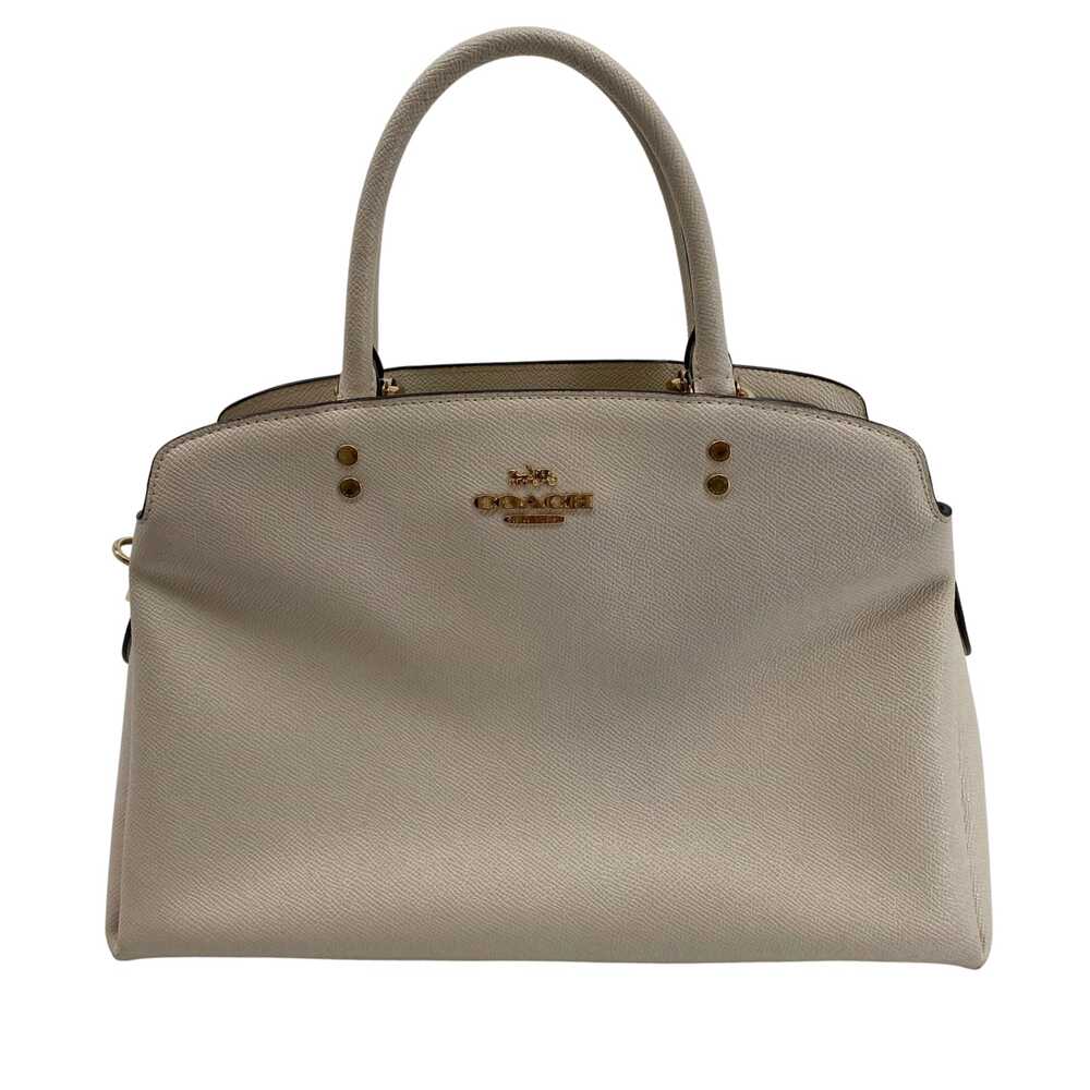 Coach Beige Shoulder Bag Top Handle Zip Closure Gold Hardware